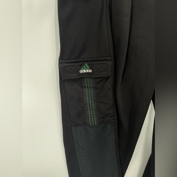 Adidas Track Pants Mens M Black Dark Green Baggy Cargo Pocket 90s Y2K - Picture 5 of 11
